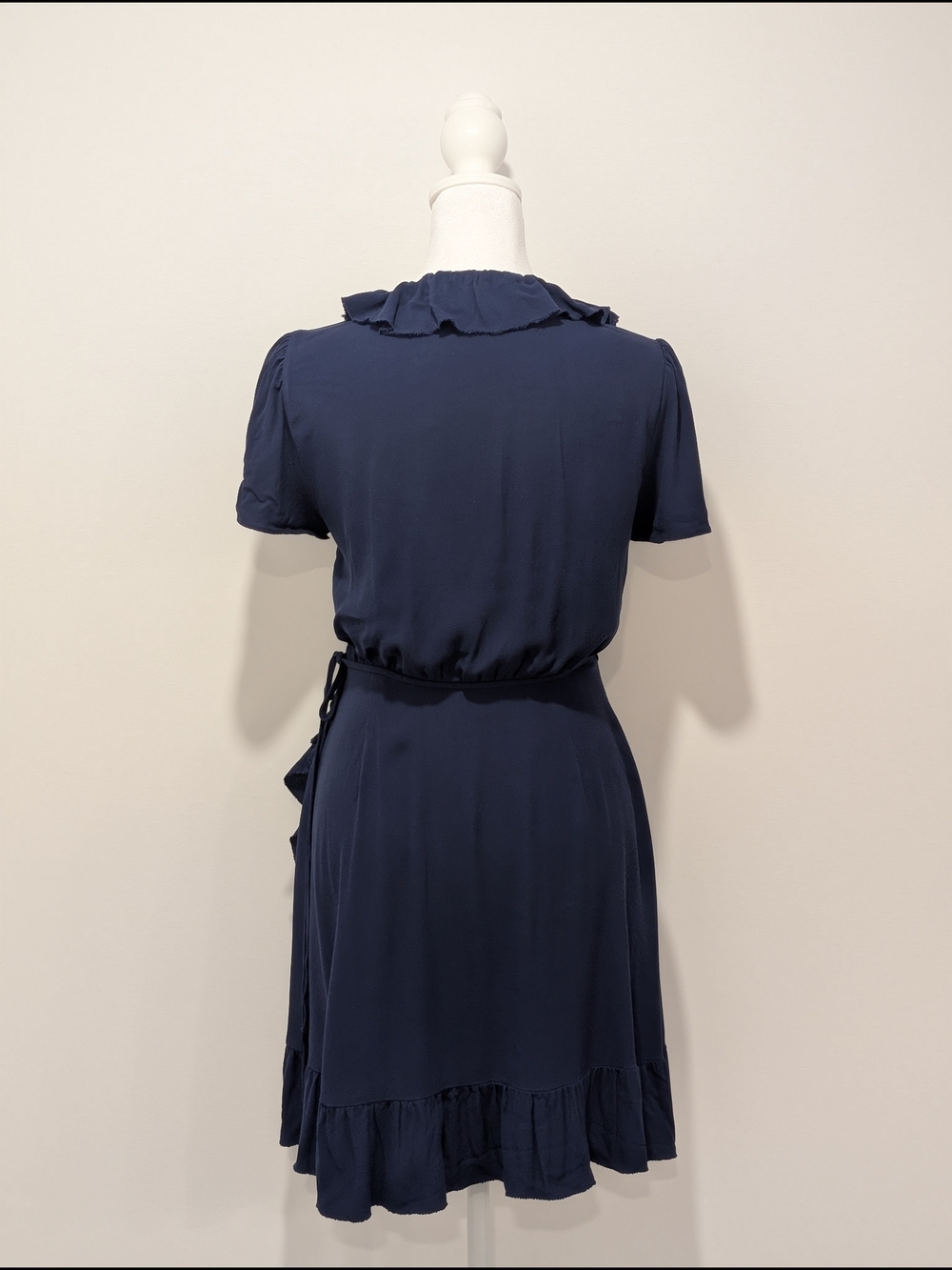 Sunday Best Ruffle Wrap Mini Dress - Navy - Picture 3 of 11